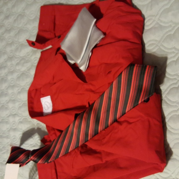 3 Piece Dark Red Dress Shirt Set - Picture 1 of 8